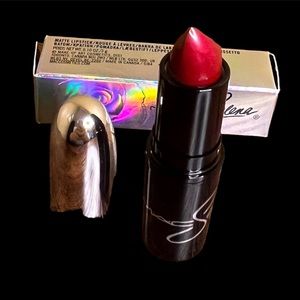 Mac exclusive Selena lipstick in a rich burgundy.